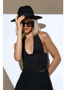 Win Moda Women's Back-Tied Crop Blouse  - Image 2