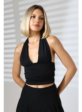 Win Moda Women's Back-Tied Crop Blouse  - Image 4