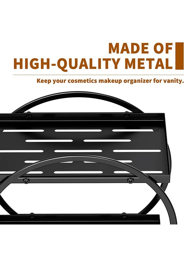 XiuWoo Skincare Organizer Makeup Organizer Cosmetics Organizer and Storage Perfume Organizer for Dresser Organizer Countertop 2 Tier Black Bathroom Skincare Organizers Makeup Storage Metal Cosmetic Organizer - Image 4
