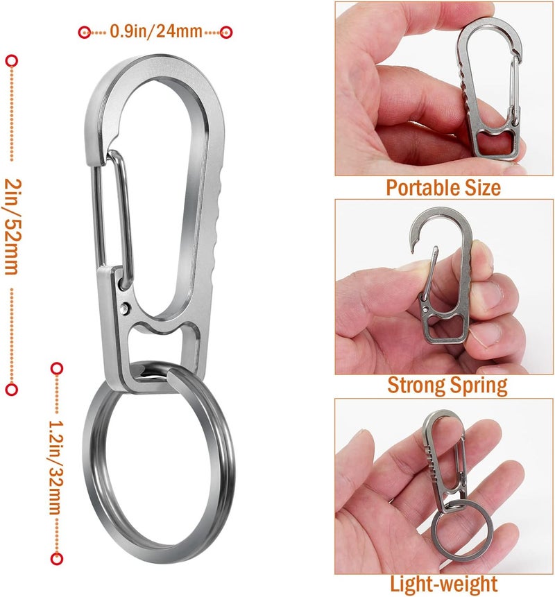 PPFISH EDC PPFISH Titanium Heavy Duty Carabiner Keychain, EDC Quick Release Hooks with Titanium Key Ring Set for Men Women - Image 3