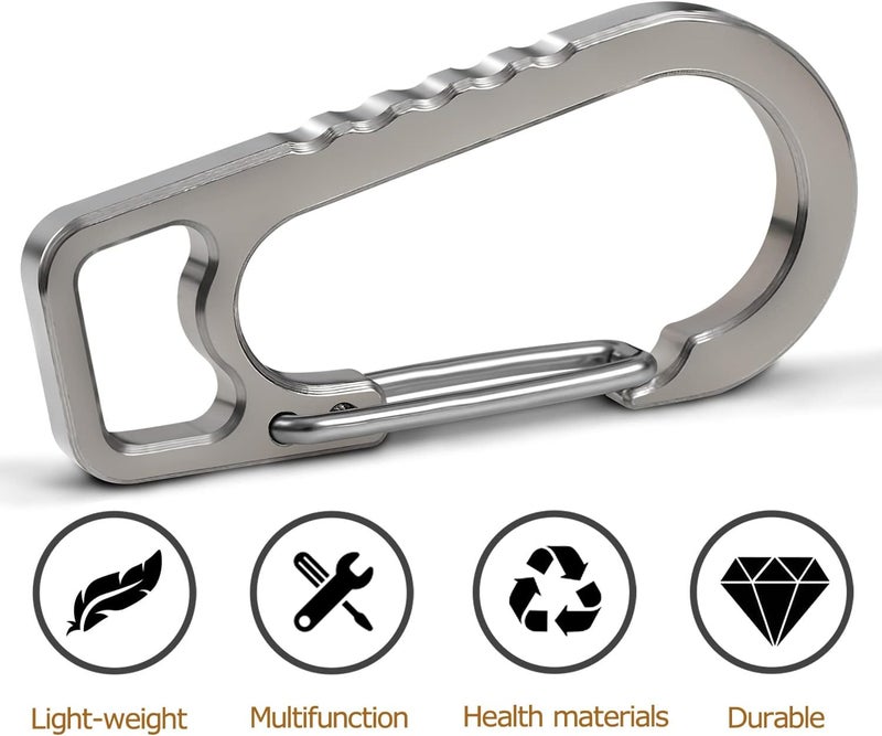 PPFISH EDC PPFISH Titanium Heavy Duty Carabiner Keychain, EDC Quick Release Hooks with Titanium Key Ring Set for Men Women - Image 2