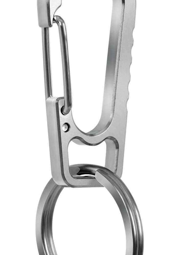 PPFISH EDC PPFISH Titanium Heavy Duty Carabiner Keychain, EDC Quick Release Hooks with Titanium Key Ring Set for Men Women - Image 1