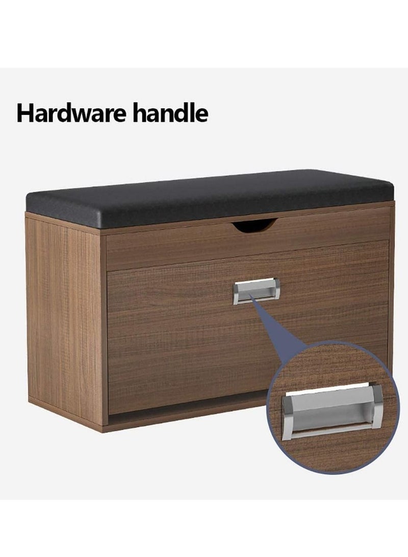 DubaiGallery Shoe Storage Bench with Hidden Shoe Rack,Leather Entryway Shoe Bench Seat Shoe Organizer Shoe Cabinet,Modern Entry Decorative .100 * 34 * 54cm(A-Black+locker) - Image 2