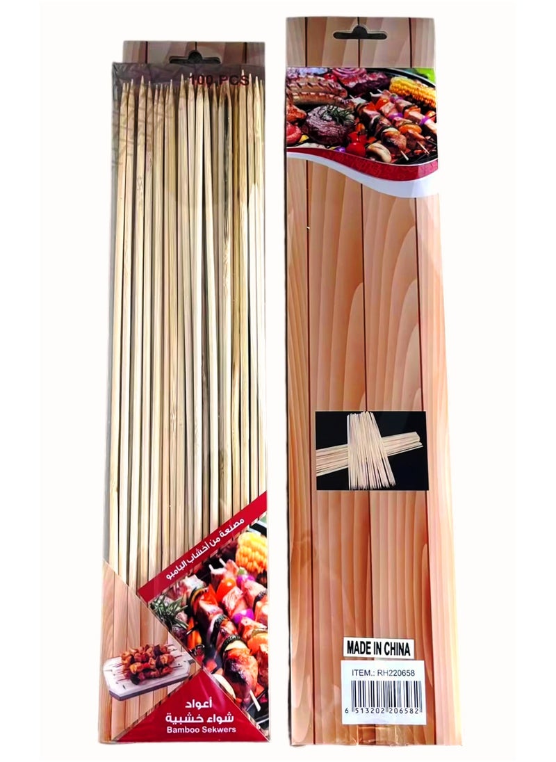 GO2CAMPS BBQ Bamboo Sticks 100 Peices (30 cm) | Barbecue Bamboo Skewers,Wooden Skewers for Grilling Kabobs, Vegetables, Meat, and Seafood, Perfect for Outdoor BBQs, Picnics and Camping  - Image 1
