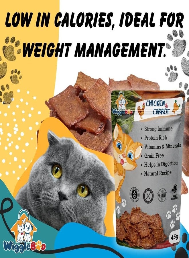WiggleBoo Chicken & Carrot Cat Treat | Protein Rich | Crunchy Snack | Healthy Food | 45g - Image 5