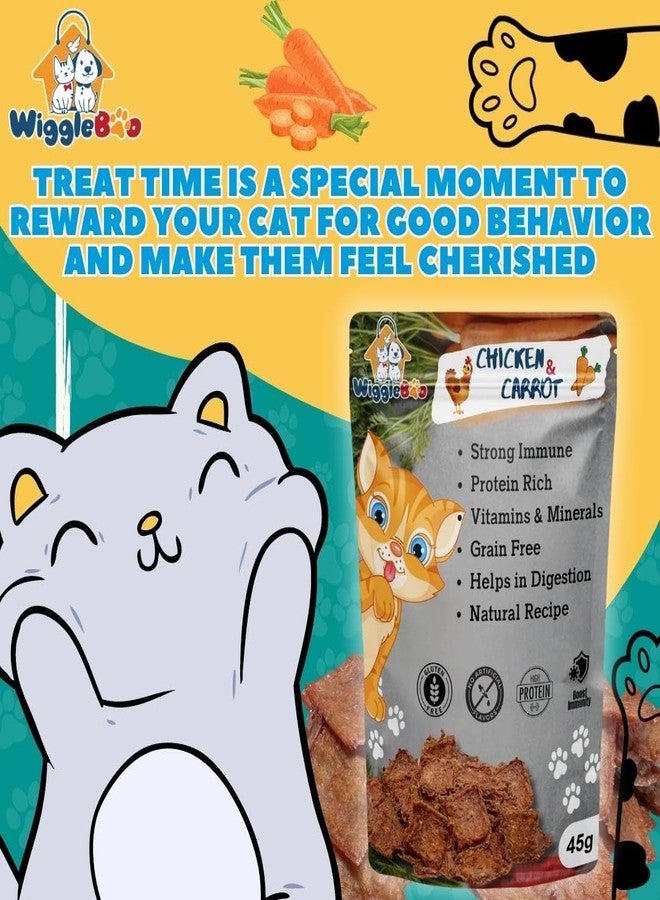 WiggleBoo Chicken & Carrot Cat Treat | Protein Rich | Crunchy Snack | Healthy Food | 45g - Image 4