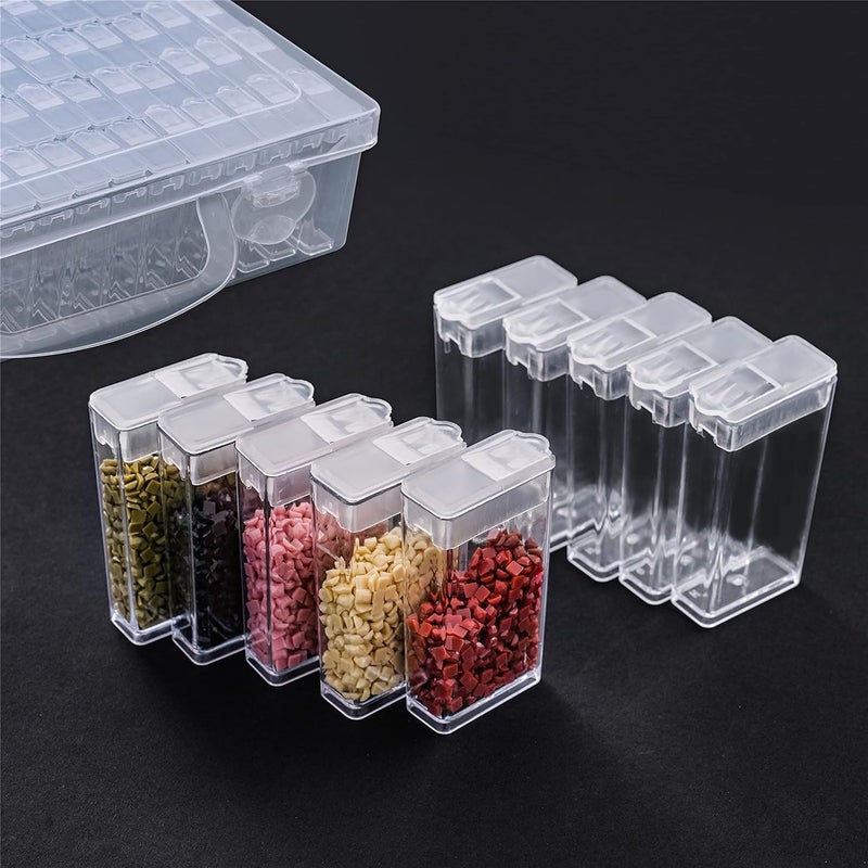 MIJILIX 64 Grids Diamond Painting Boxes Clear Plastic Organizer Box Embroidery Accessories Storage Container with Adjustable Dividers for Art Craft Nail Diamonds Bead Storage - Image 3