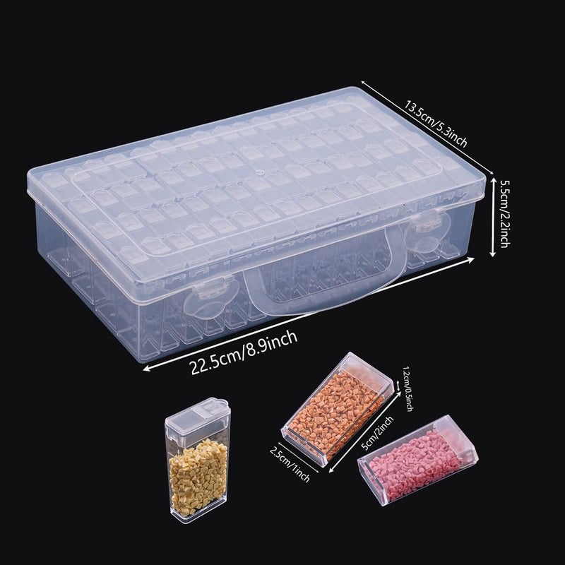 MIJILIX 64 Grids Diamond Painting Boxes Clear Plastic Organizer Box Embroidery Accessories Storage Container with Adjustable Dividers for Art Craft Nail Diamonds Bead Storage - Image 2