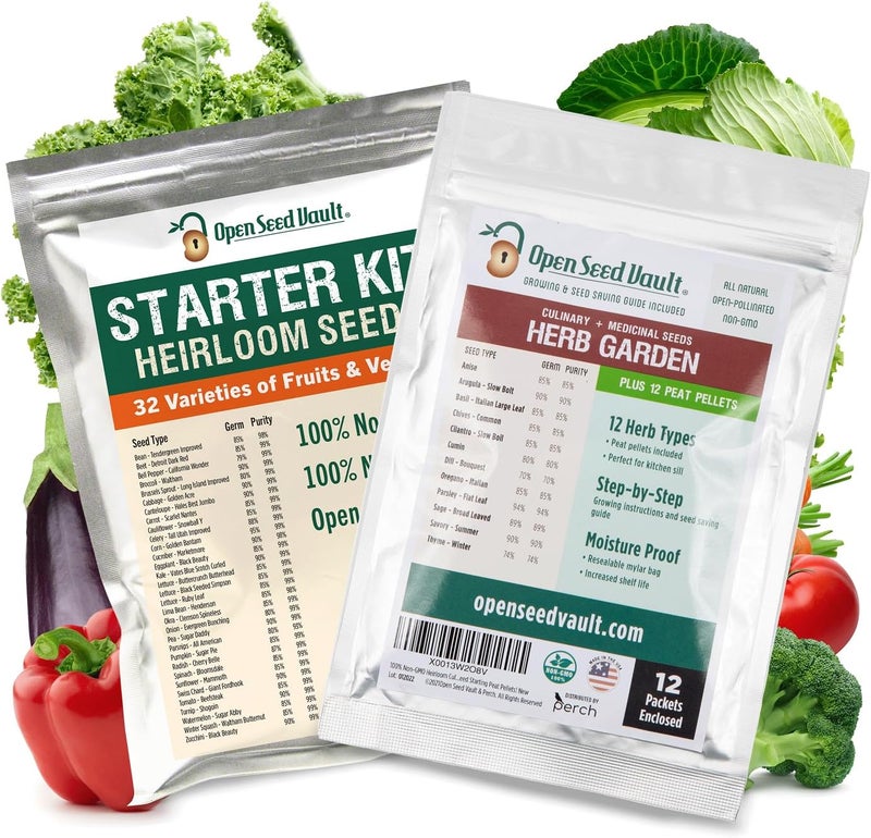 Open Seed Vault Variety Pack Bundle (44 Varieties) Herb Garden Seeds - Gardening Seed Starter Kit, Survival Gear Food, Gardening Gifts, Emergency Supplies - Premium, High Yield Produce - Image 1