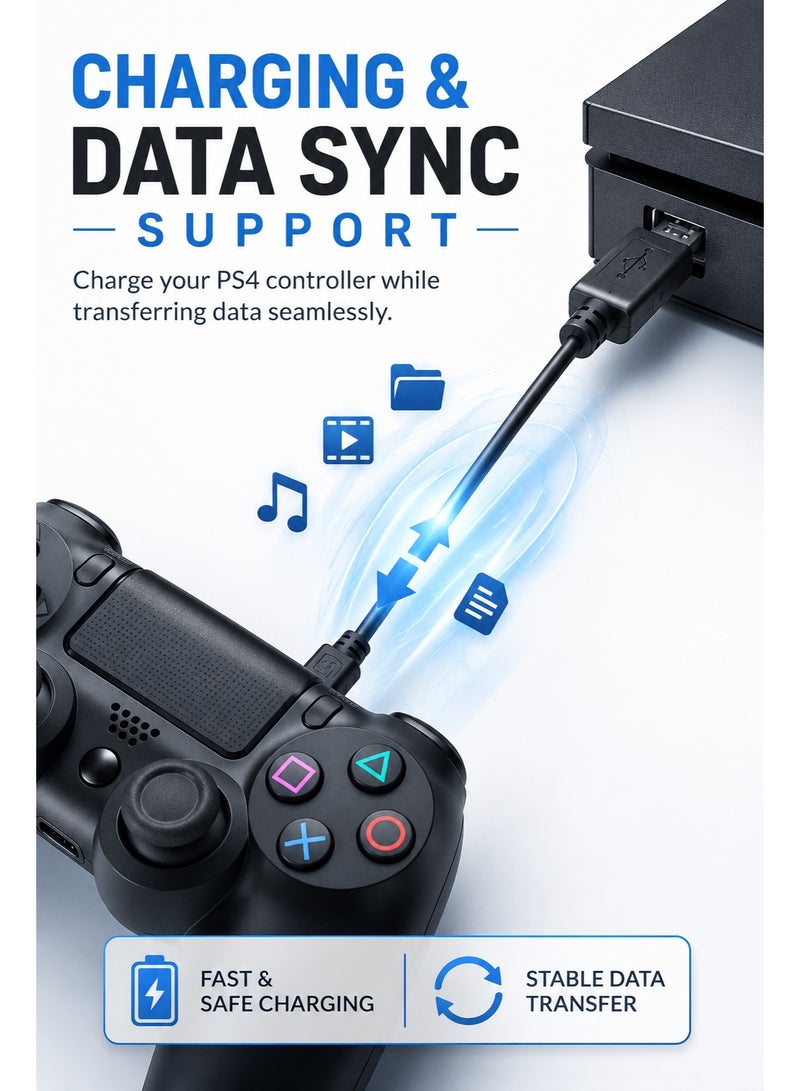 ​كابل كونف كابل شحن وحدة تحكم PS4، كابل طاقة شحن Micro USB بطول 1.8 متر، متوافق مع أجهزة سوني بلاي ستيشن PS4 وإكس بوكس ​​ون. - Image 2