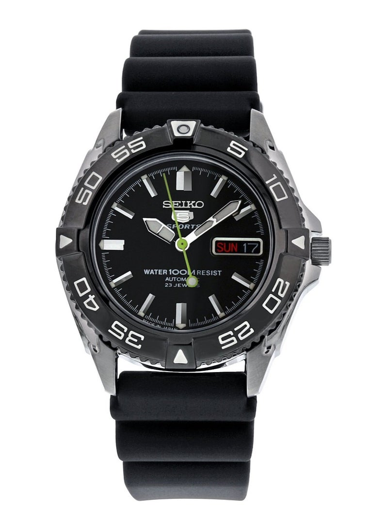 Seiko 5 Men's Black Dial Rubber Automatic Analog  Watch - SNZB23J2 - Image 1