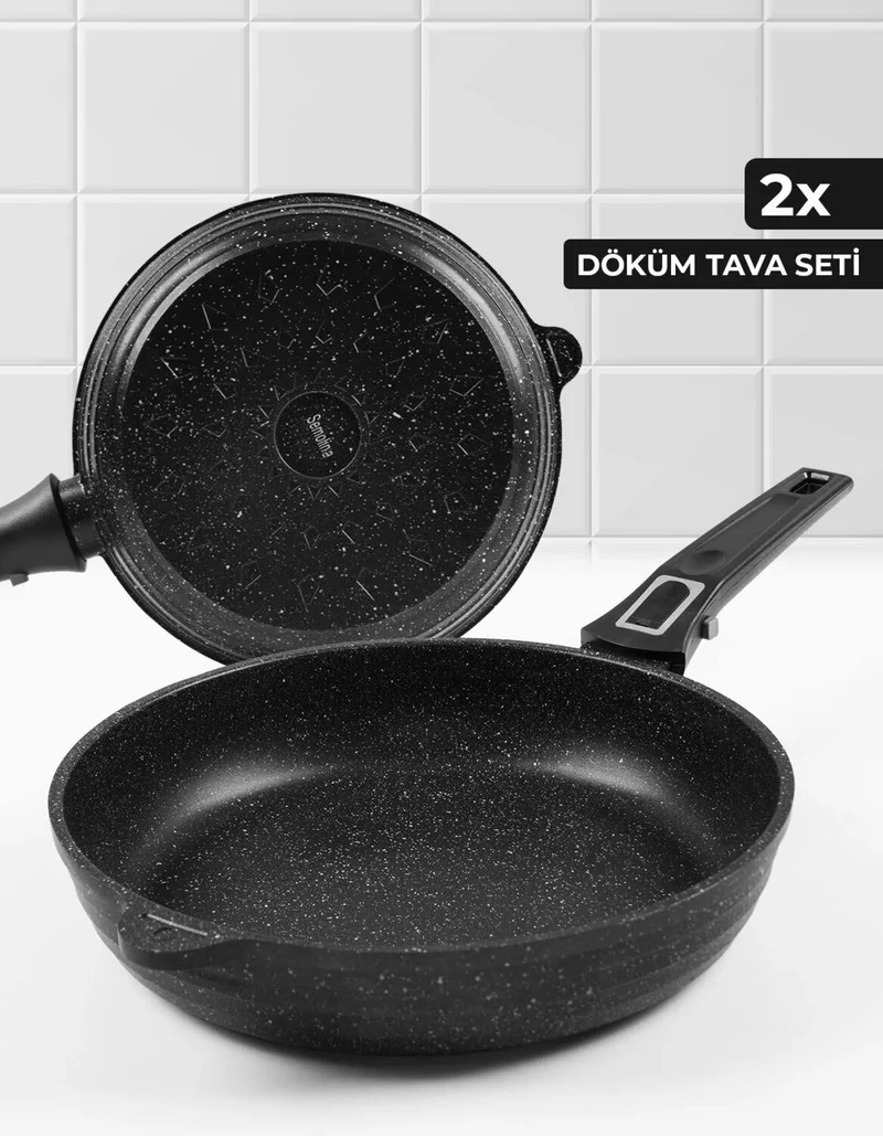 Pikas 2 Piece Pan Set with Removable Handle, Cast Iron Pan Set