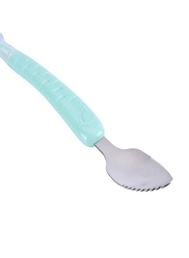 Cuteably Double Head Baby Spoon, Silicone Soft Fruit Scraping Mud Spoon, Feeding Spoons, 15 cm (Green) - Image 1