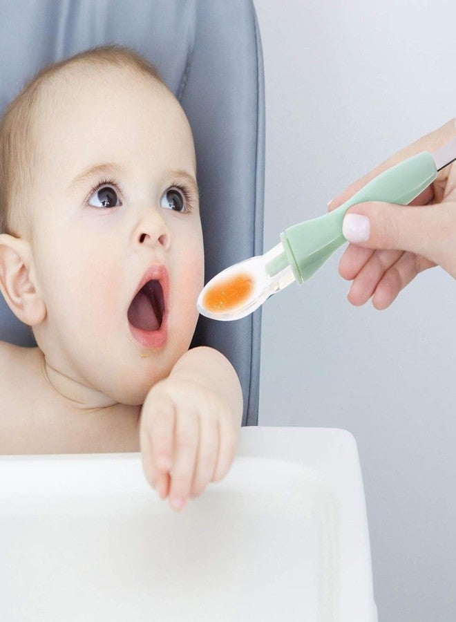 Cuteably Double Head Baby Spoon, Silicone Soft Fruit Scraping Mud Spoon, Feeding Spoons, 15 cm (Green) - Image 2