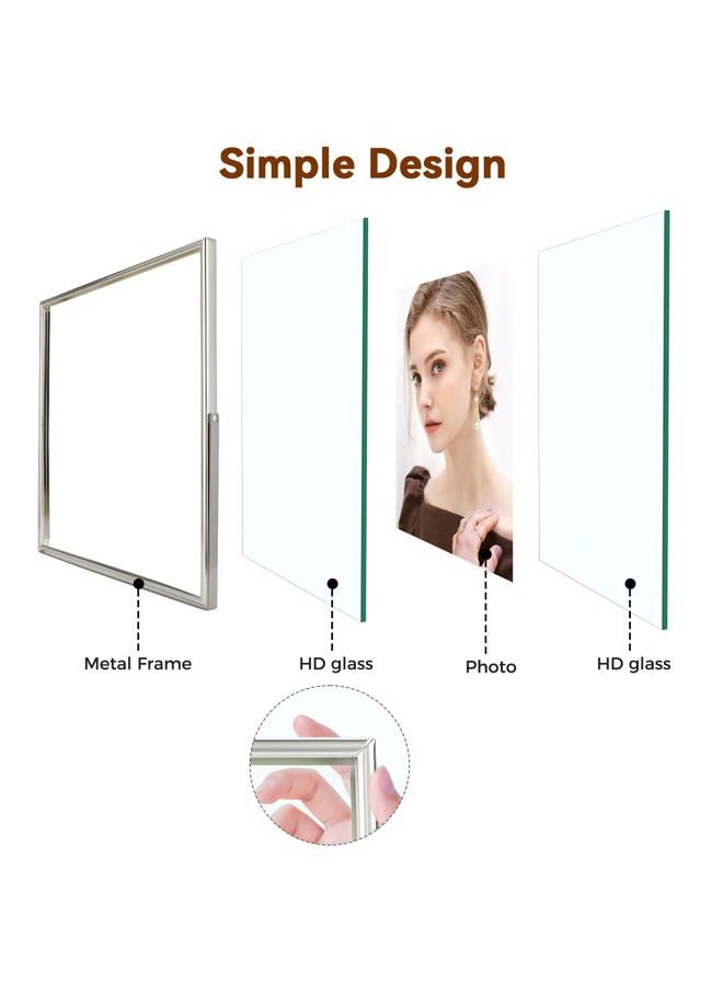 AhaGo إطار عائم فضي (4"x6"، عمودي، 2 مجموعة)، لصور 3.5x5، 2x3، 1x2، إطارات صور للطاولة، هدية أنيقة للمهرجانات، الزفاف، ديكور المنزل أو المكتب - Image 5