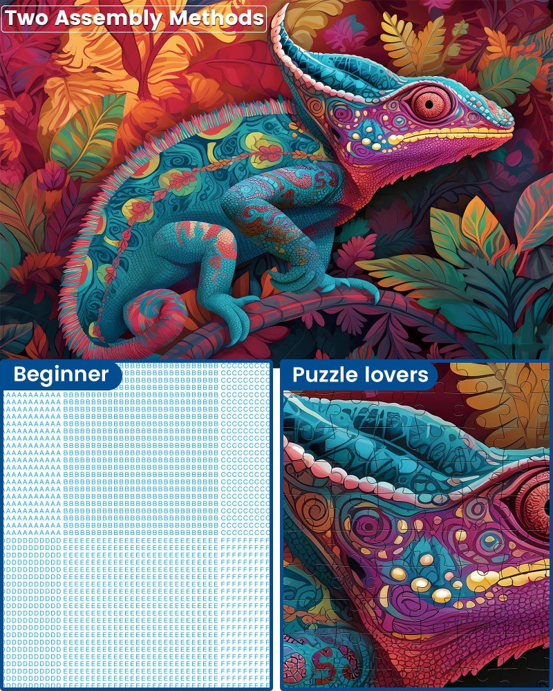 WSCXSC Jigsaw Puzzle 500 Pieces, Chameleon Puzzle, Puzzles for Adults 500 Pieces and up, Paper Jigsaw Puzzle for Adults and Families, Pieces Fit Together Perfectly, Smooth Edging, Leisure Animal Puzzle - Image 3