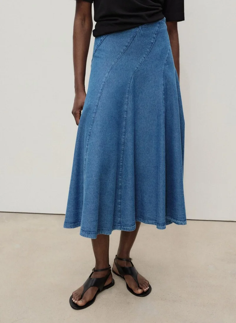 MANGO  Denim midi-skirt with stitching for Women | Best Price UAE