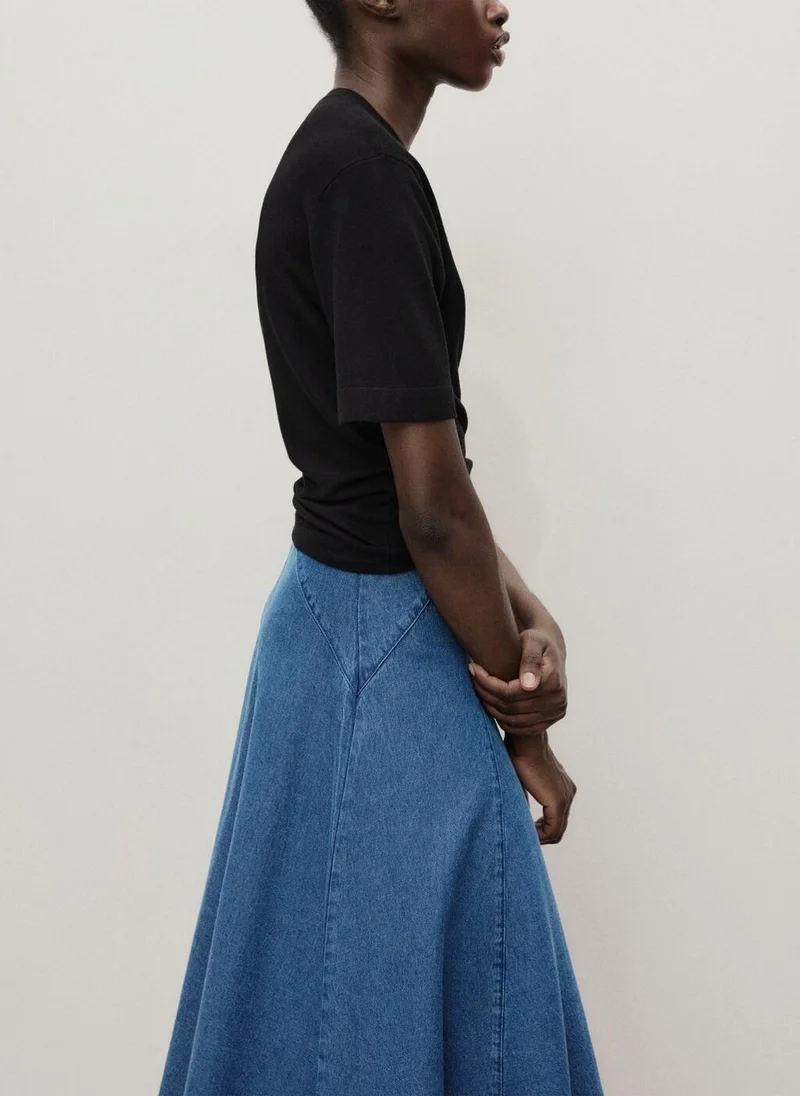 MANGO  Denim midi-skirt with stitching for Women | Best Price UAE