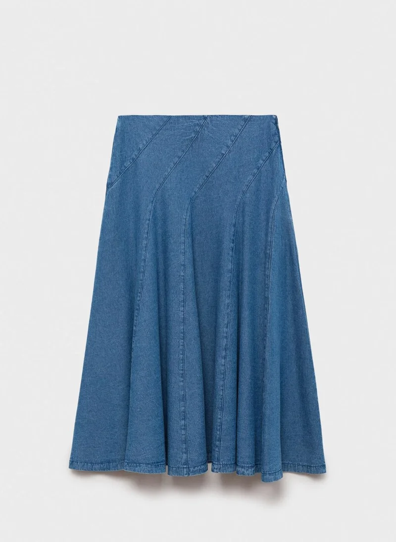 MANGO  Denim midi-skirt with stitching for Women | Best Price UAE