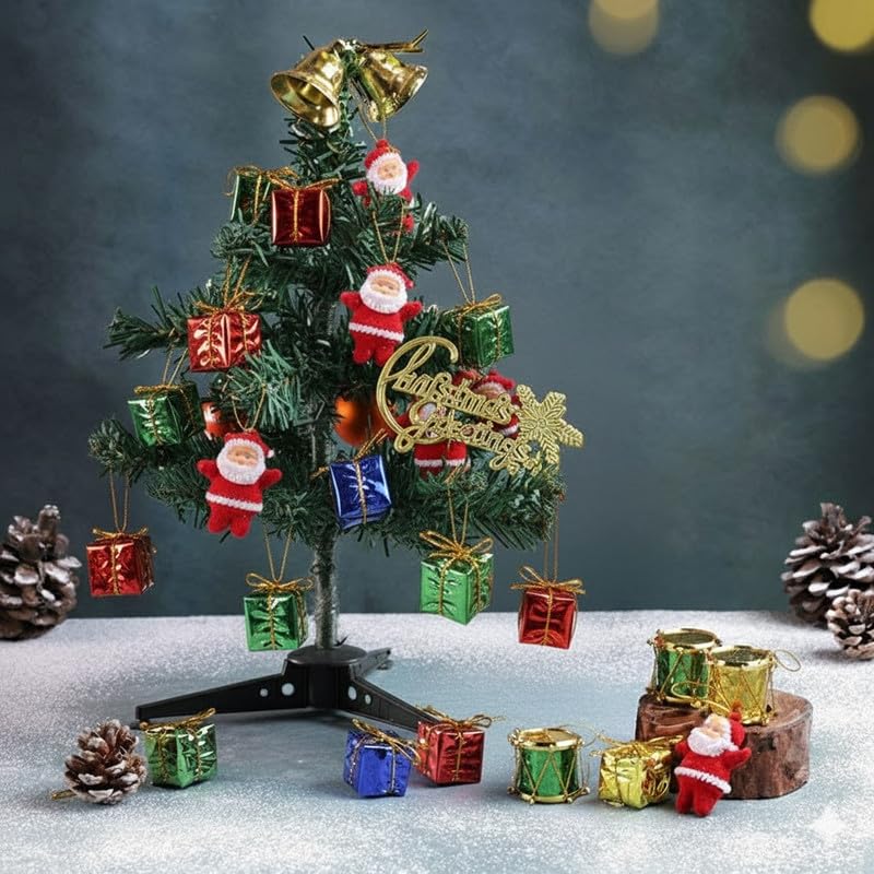 Floweraura Premium Artificial Christmas Tree With Decor Item & Dancing Santa Claus For Table Decor, Secret Santa Gift, Christmas Tree Decor For Home, Office & Party, Funny Xmas Ornament, Gift For Kids - Image 3