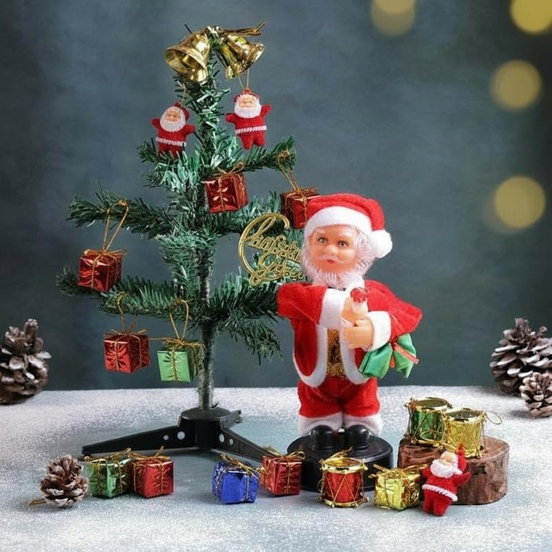 Floweraura Premium Artificial Christmas Tree With Decor Item & Dancing Santa Claus For Table Decor, Secret Santa Gift, Christmas Tree Decor For Home, Office & Party, Funny Xmas Ornament, Gift For Kids - Image 2