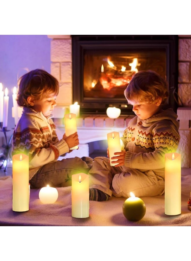 مادو جاليري شمعة عمودية LED بلاستيكية بلون عاجي من مادو جاليري - تعمل بالبطارية بدون لهب مع لهب واقعي متذبذب لتزيين المنزل وحفلات الزفاف والمناسبات - الأحجام من 7.5×10 سم إلى 7.5×25 سم، خيارات 1/3/6 قطع - Image 3