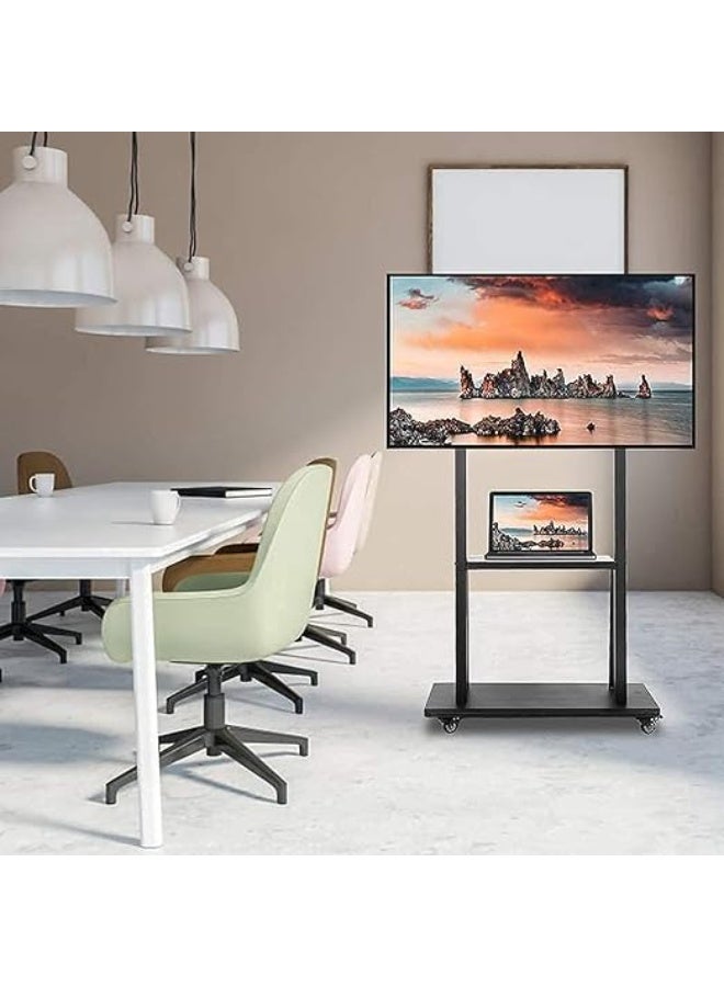 Mobile TV Cart with Wheels - Heavy Duty, Adjustable Height Rolling TV Stand for 32"-80" Screens - Max VESA 600x400MM - Image 2