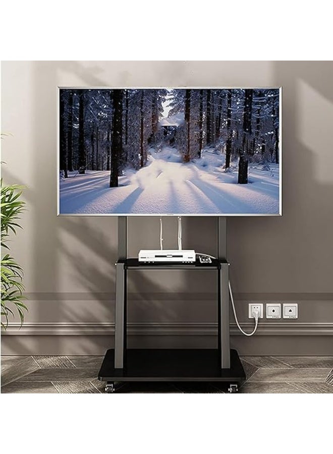 Mobile TV Cart with Wheels - Heavy Duty, Adjustable Height Rolling TV Stand for 32"-80" Screens - Max VESA 600x400MM - Image 3