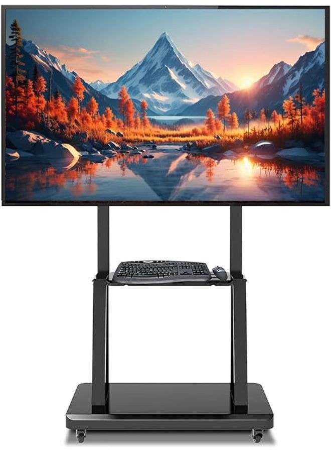Mobile TV Cart with Wheels - Heavy Duty, Adjustable Height Rolling TV Stand for 32"-80" Screens - Max VESA 600x400MM - Image 1