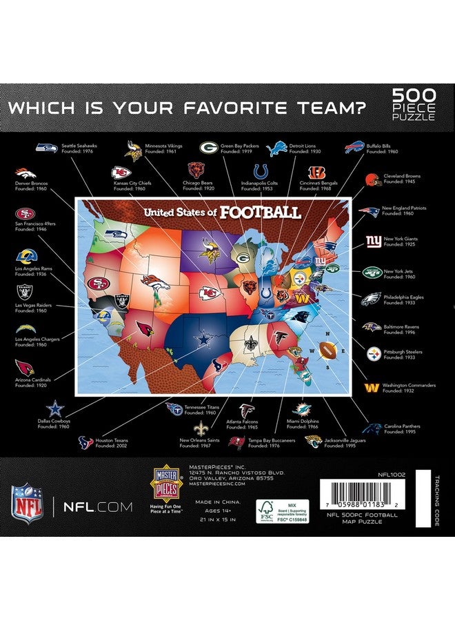 MasterPieces MasterPieces NFL League Map Puzzle - 500-Piece Sports Puzzle for Adults - Officially Licensed NFL Product - Image 4