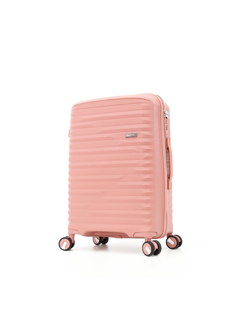 CAPITAL مجموعة حقائب سفر صلبة غير قابلة للكسر من مادة البولي بروبلين مع 8 عجلات، مجموعة من 3 قطع من مادة البولي بروبلين متعددة الطبقات، مقاس 20 و24 و28 بوصة (وردي) - Image 2