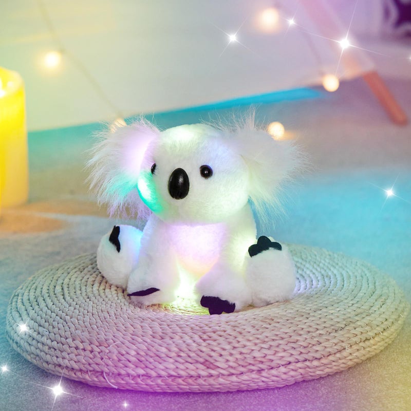 Glow Guards 10 Light up White Koala Stuffed Animal LED Soft Plush Wildlife Toy with Rainbow Night Lights Ideal Birthday Childrens Day for Toddler Kids - Image 3