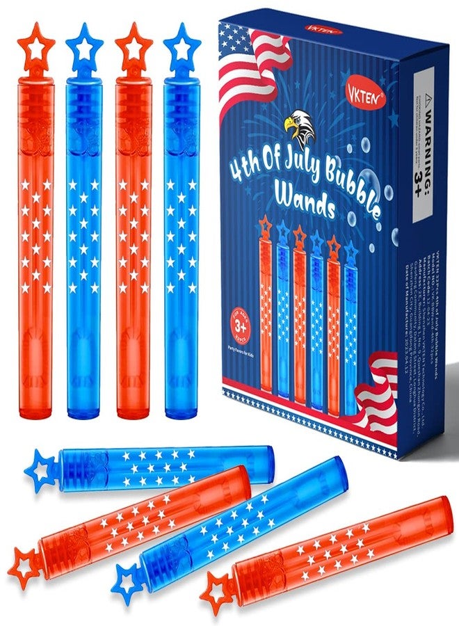 VKTEN 32Pcs 4th of July Mini Bubble Wands Patriotic Red White Blue Bubbles for Kids, Independence Day Party Favors Patriotic Decorations - Image 1