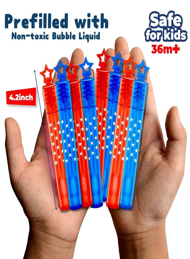 VKTEN 32Pcs 4th of July Mini Bubble Wands Patriotic Red White Blue Bubbles for Kids, Independence Day Party Favors Patriotic Decorations - Image 3