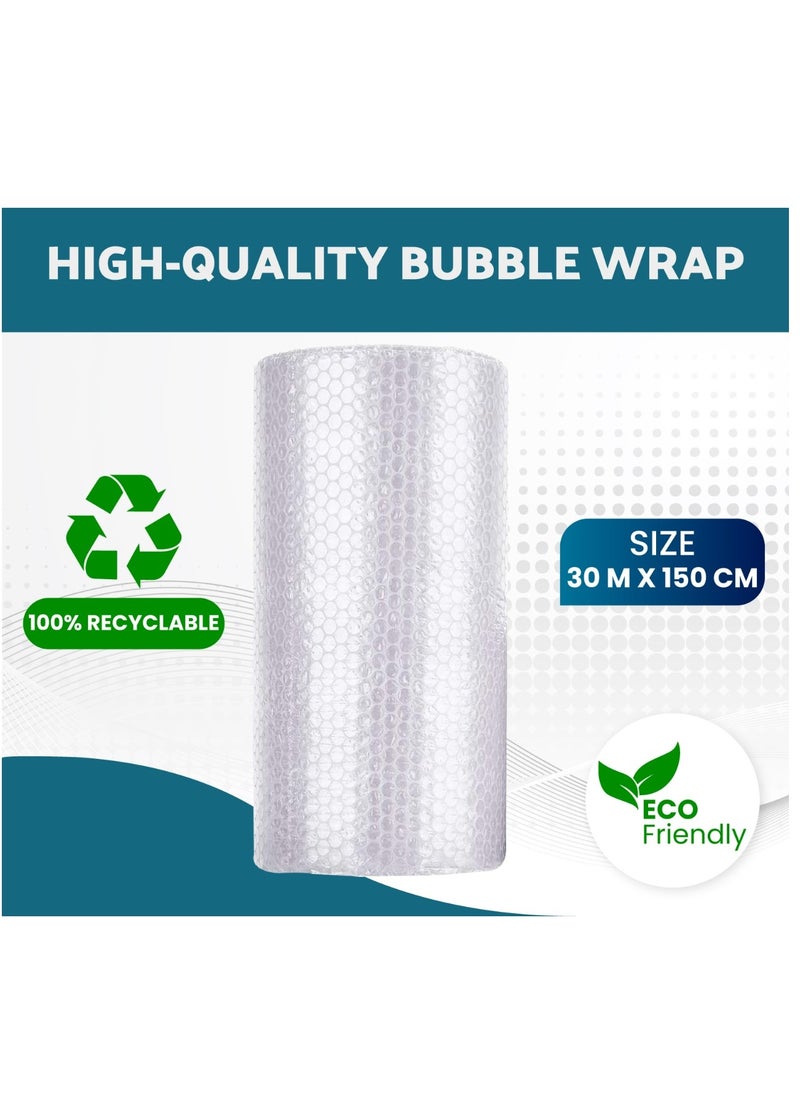 Hi Care - Air Bubble Cushioning Wrap Roll 150cm x 30m  for Packaging Fragile Items - Bubble Wrap Roll, Shipping, Mailing, Packing and Moving Supplies - Image 1