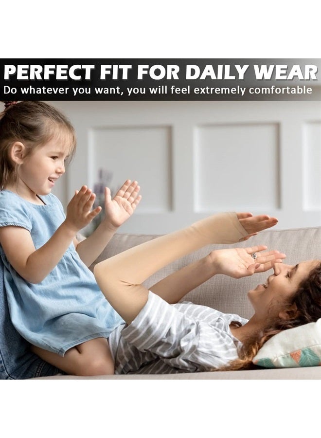Ailaka Lymphedema Compression Arm Sleeve（Single） with Gauntlet for Men Women - 20-30 mmHg Medical Compression Arm Sleeve Full Arm Support Brace For Pain Relief, Swelling, Edema, Post Surgery Recovery - Image 2
