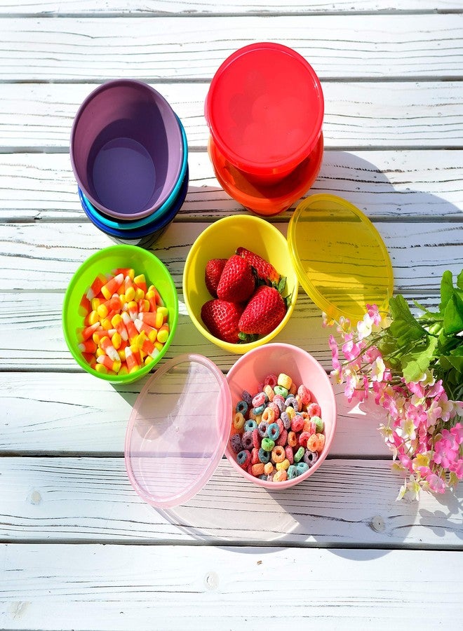 Youngever 12 Ounce Plastic Bowls with Lids, Snack Bowls, Small Bowls, Food Storage Containers, Set of 9 in 9 Assorted Colors - Image 3