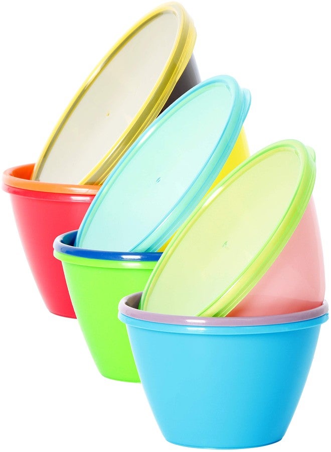 Youngever 12 Ounce Plastic Bowls with Lids, Snack Bowls, Small Bowls, Food Storage Containers, Set of 9 in 9 Assorted Colors - Image 1