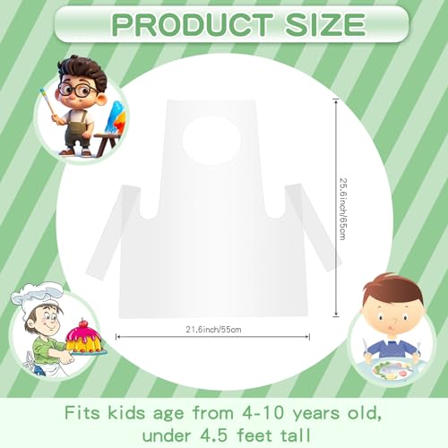 ETNRHP 30 Pieces Disposable Aprons Plastic Aprons for Kids Clear Smocks Disposable Waterproof Oil Proof Toddler Art Apron Children Cooking Apron for Painting Cooking Eating Teaching DIY Craft Picnic - Image 5