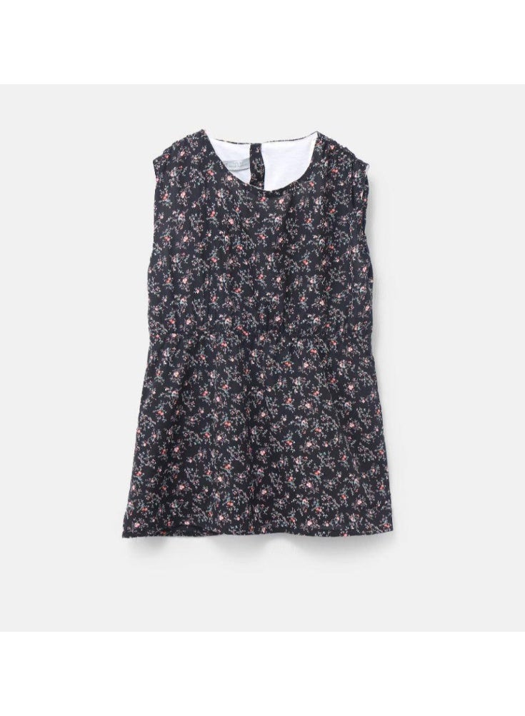 فستان بناتي مبطن من الداخل بلا أكمام برقبة دائرية - Image 3