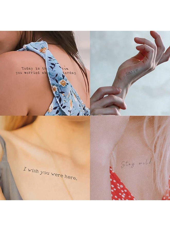 Everjoy تاتو مؤقت بكلمات ملهمة واقعية 20 تصميم كبير مقاوم للماء اقتباسات تاتو للنساء والرجال 2 ورقة - Image 2