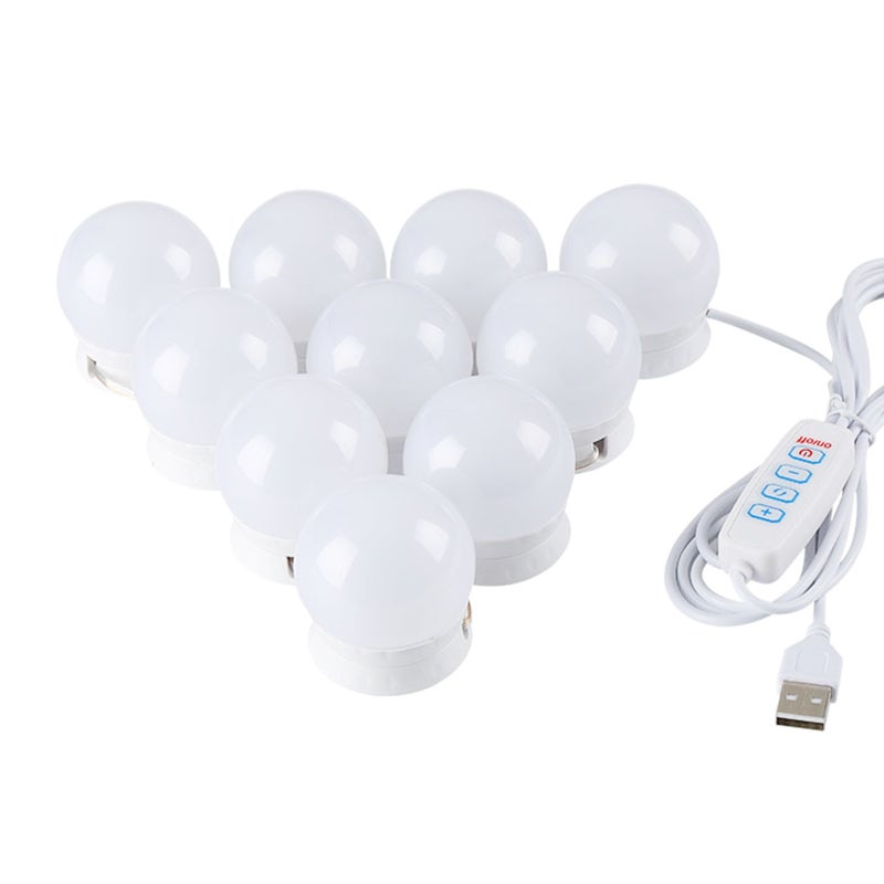 LED Vanity Mirror Light Bulb Dimmable Makeup Mirror Lights Dressing Light with 3 Color Temperatures 10 Brightness Levels Fill Light USB Plug and Play - Image 2