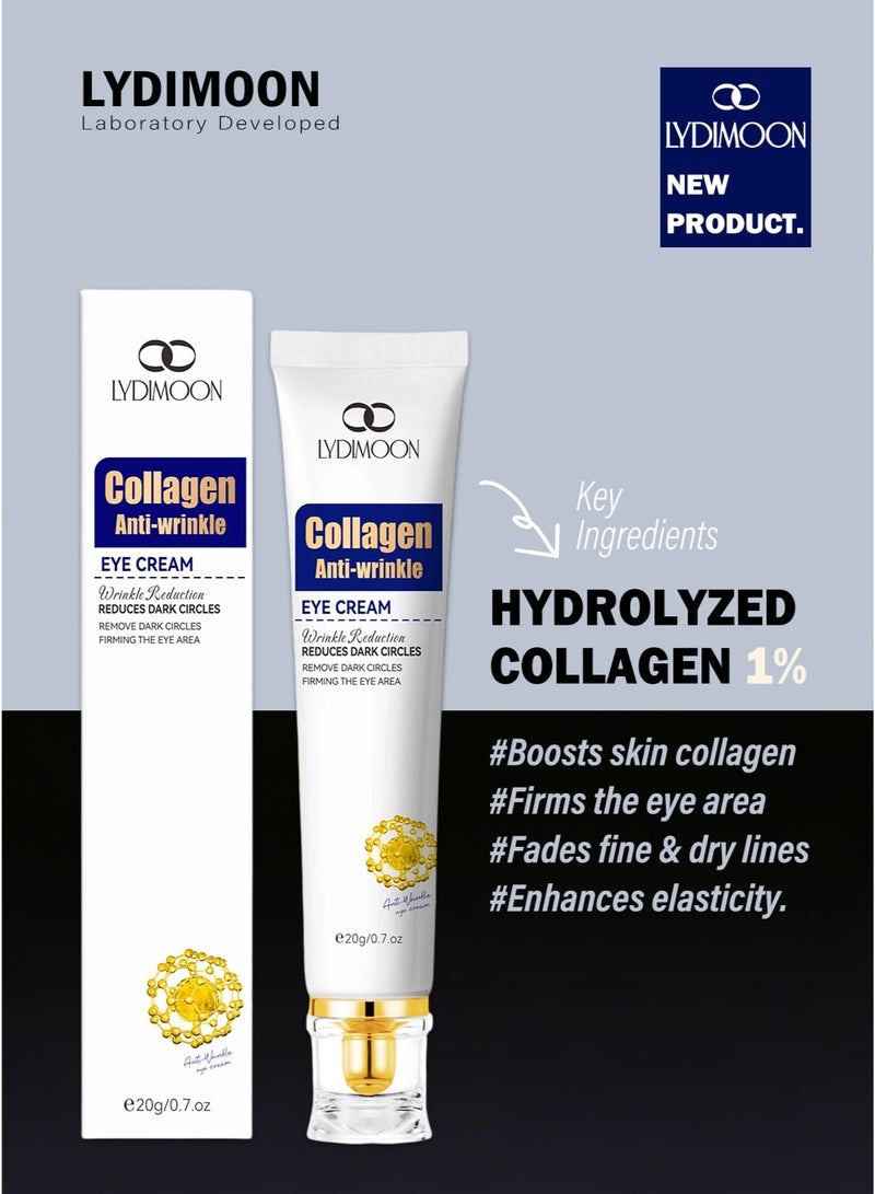 LYDIMOON Collagen Anti-Wrinkle Eye Cream | Fade Fine Lines & Dark Circles, Tighten Eye Area 20g - Image 2