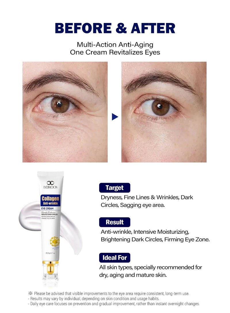 LYDIMOON Collagen Anti-Wrinkle Eye Cream | Fade Fine Lines & Dark Circles, Tighten Eye Area 20g - Image 3