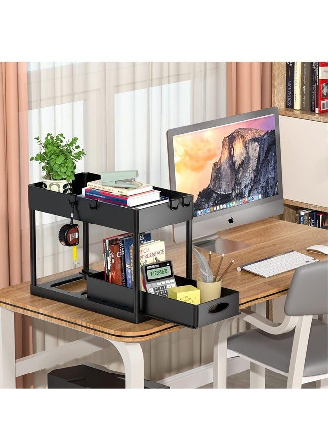 Hihonor Under Sliding Cabinet Basket Organizer, Pull-Out Sliding Drawe0r, 2 Tier Multi-purpose Organizer, Easy to Install, For Kitchen Bathroom,Suitable for Bathroom/ Kitchen  (Black)  - Image 5