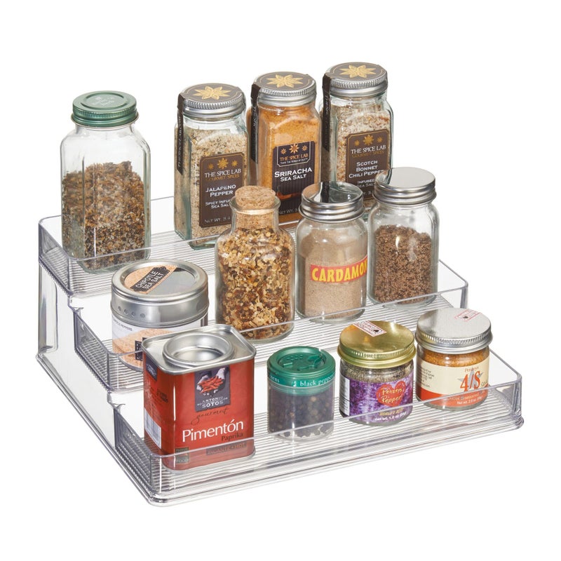 IDesign iDesign 3Tier Spice Rack Organizer for Cabinets Pantry or Countertop  Clear  Made in USA 