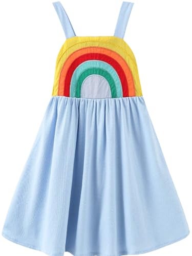Frogwill Toddler Girls Fifties Summer Dress Blue Rainbow 2-7Y (2T, Purple) - Image 1