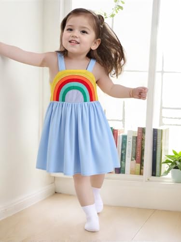 Frogwill Toddler Girls Fifties Summer Dress Blue Rainbow 2-7Y (2T, Purple) - Image 5