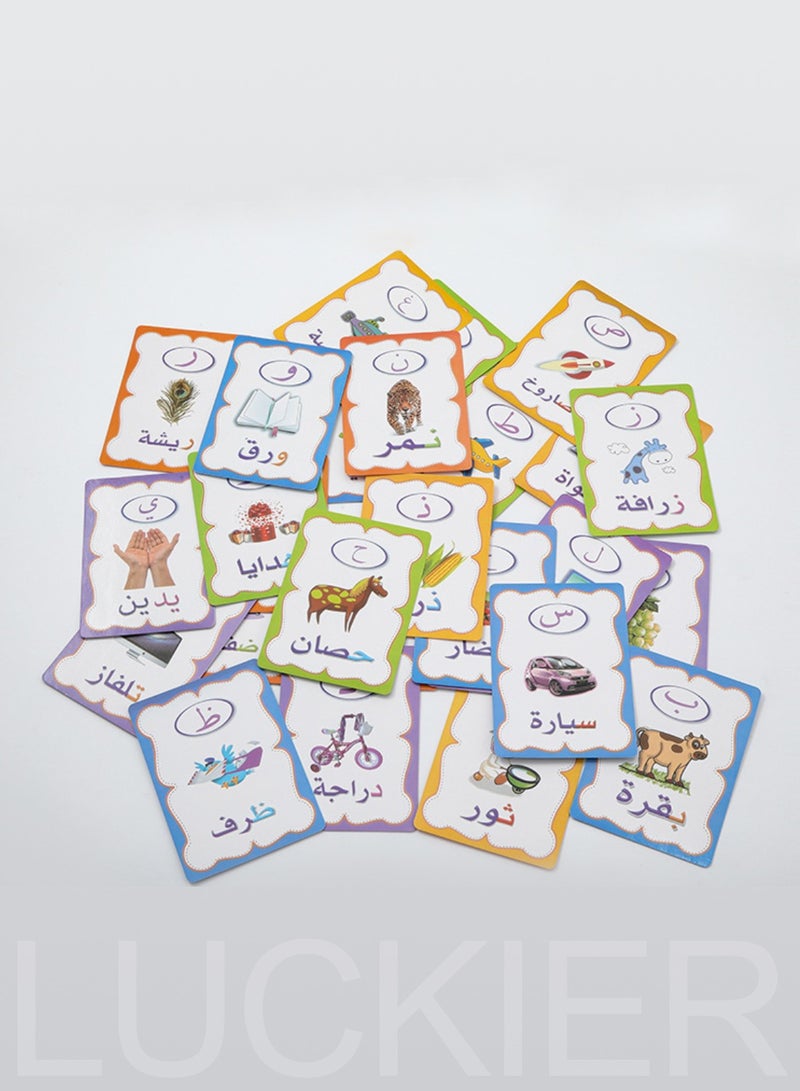 LUCKIER Dual language practice writing cards, 28 colorful Arabic alphabet flashcards, 28 colorful English alphabet practice cards, with 2 erasable markers, early word education toy learning interactive set, suitable for kindergarten practice, writing - Image 4