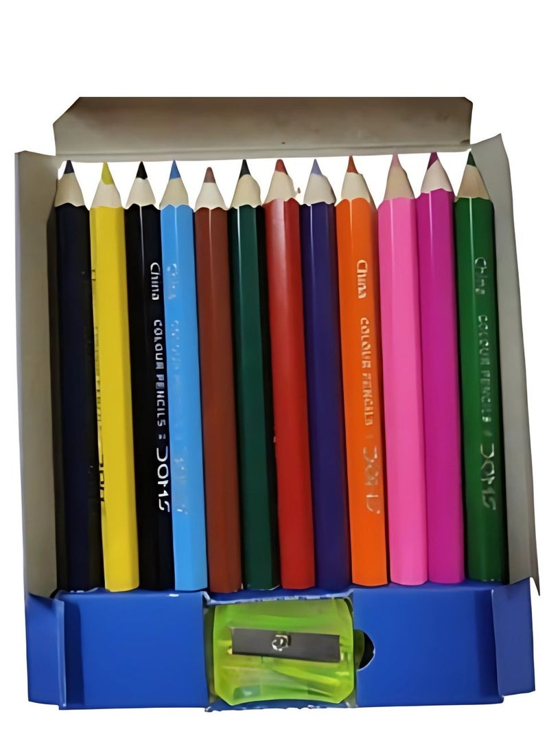 DOMS Wooden Coloring Pencils – Compact Set of 12 Colors (3443) - Image 4